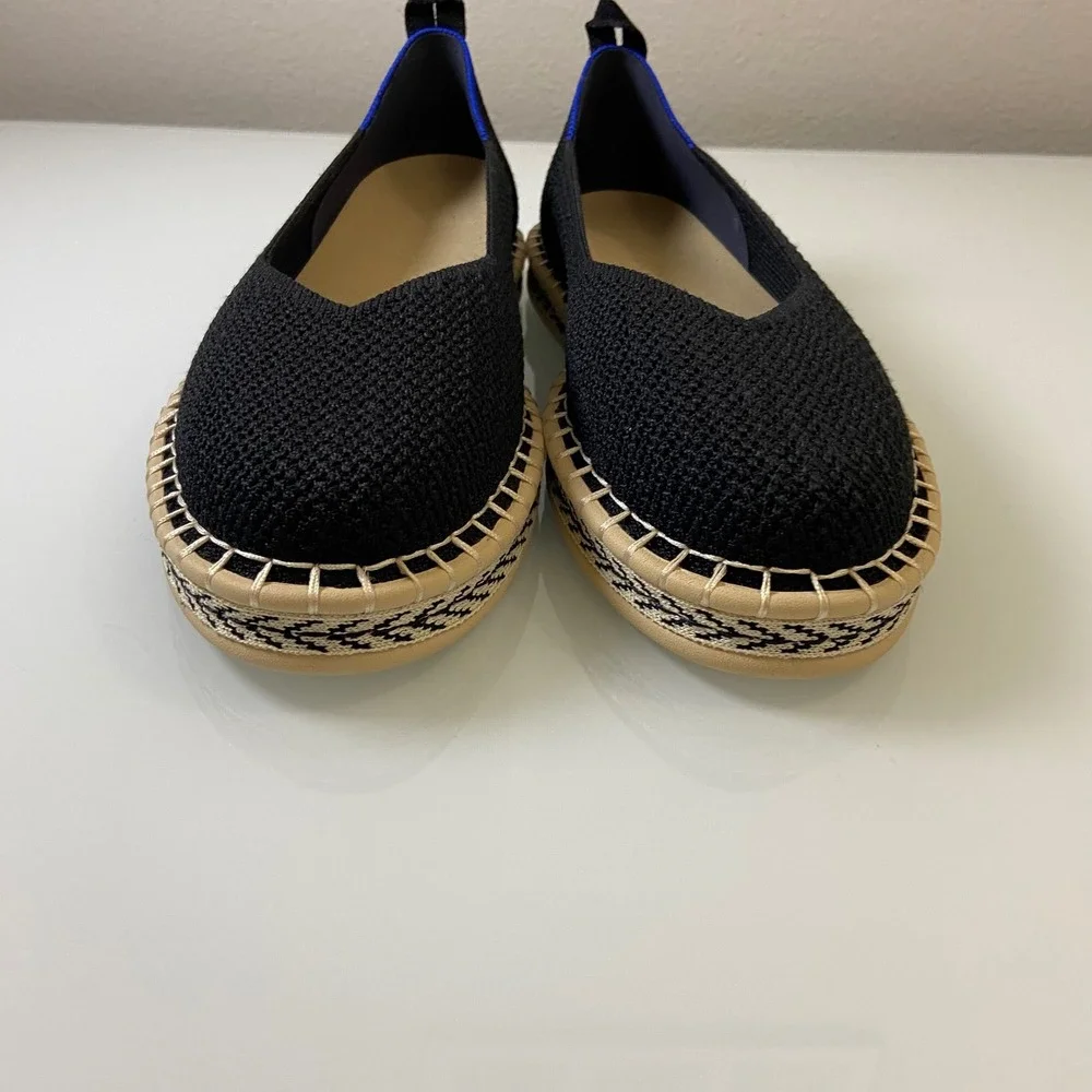 Rothys Espadrille Black Knit Slip On Women Shoes Sz 8